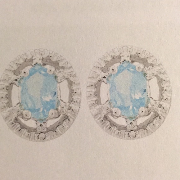 Earrings Blue Topaz & Diamond Sterling Silver